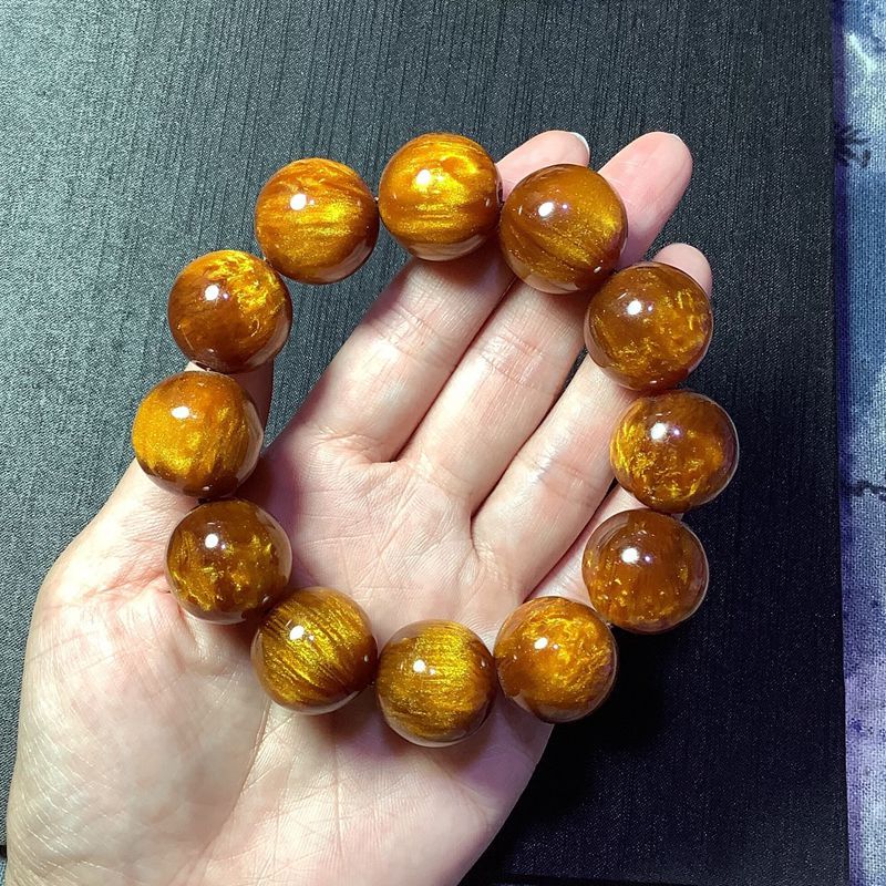 新款金丝蜜蜡香珀手串男女生士蜜蜡圆珠情侣手链蜜蜡圆珠文玩佛珠