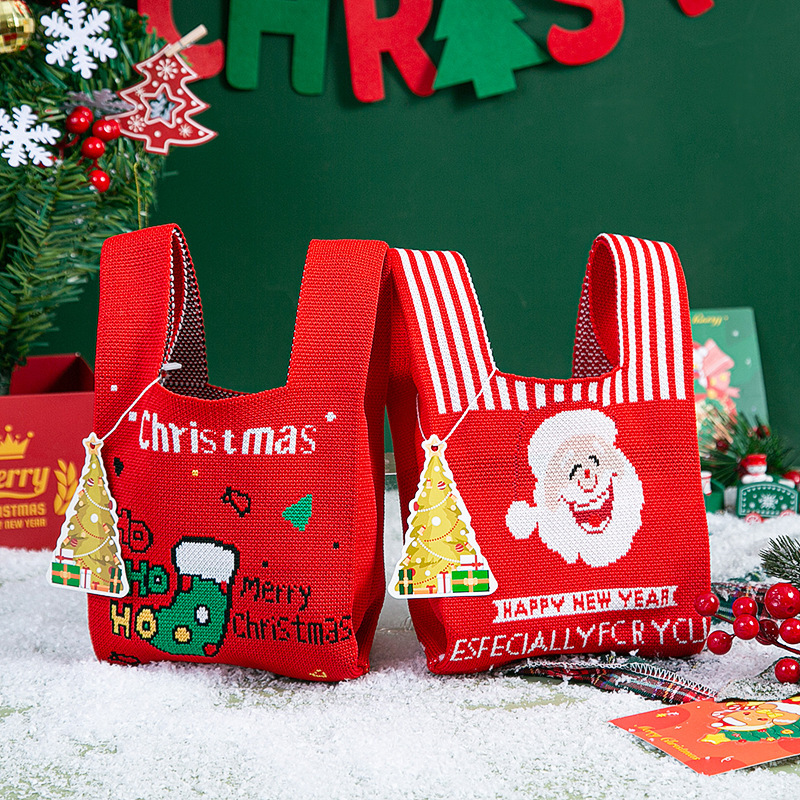 圣诞节针织糖果袋系列女士手提包托特包礼物袋可爱简约伴手礼批发