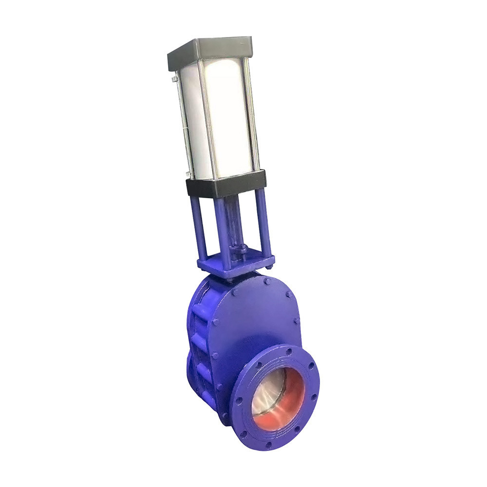 z644tc-10c 双作用气动法兰耐磨陶瓷双闸板阀供应煤灰浆料煤浆