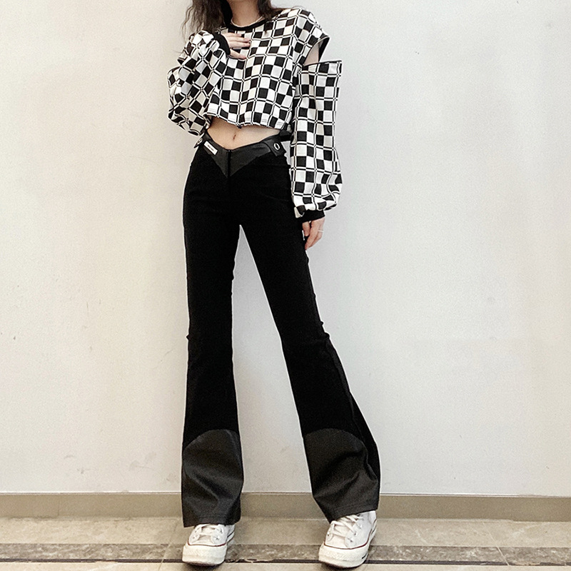 欧美2021秋季跨境时尚新款女装纯色修身显瘦性感包臂喇叭裤休闲裤