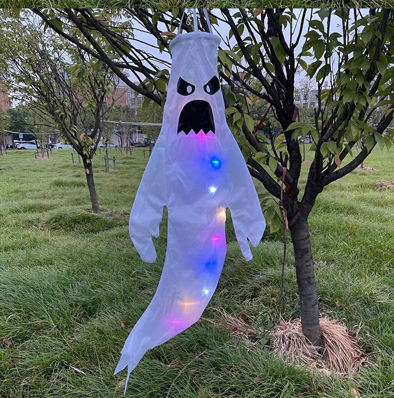 万圣节装饰道具白色幽灵可爱小吊鬼场景布置道具吊鬼风向标装饰品