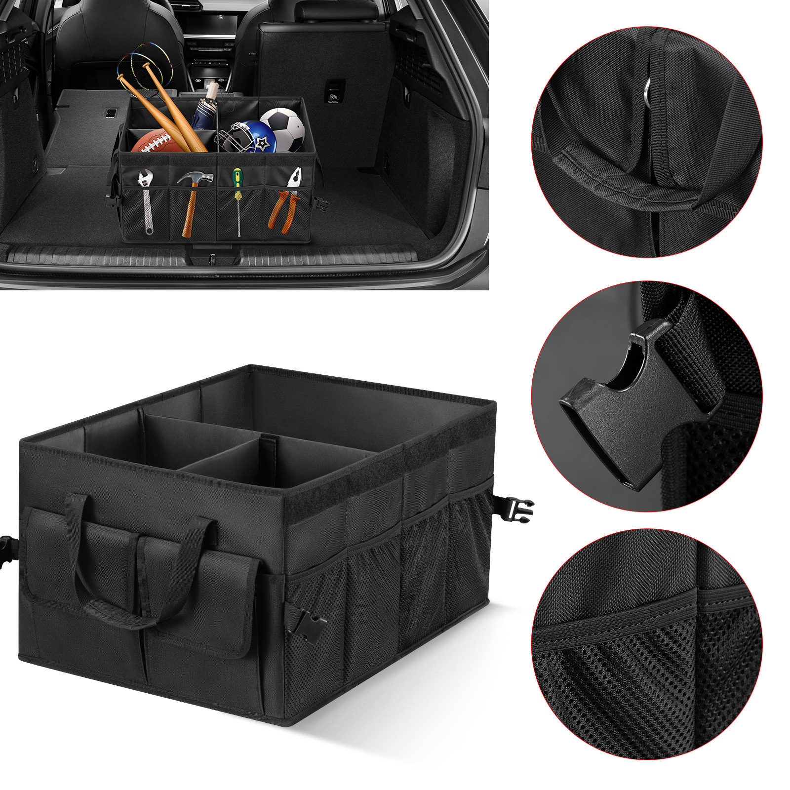 车载后备箱储物箱收纳箱车内后背箱整理置物盒汽车后尾箱车上用品