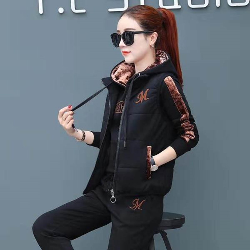 Fleece-lined Thickened Sportswear Women's Autumn and Winter 2023 New plus Size Casual Three-Piece Suit Winter Fashion Sweater