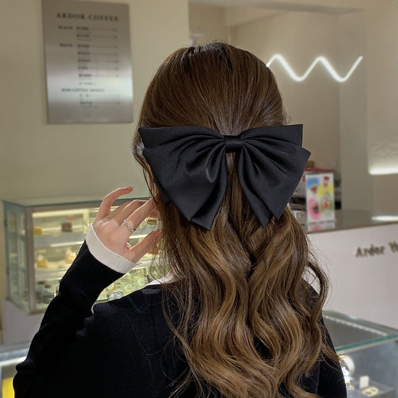 F8 Black Large Bow Headdress Oversized Hair Accessories Mori Fairy Beautiful Women's Summer 2023 Internet Celebrity New Hairpin