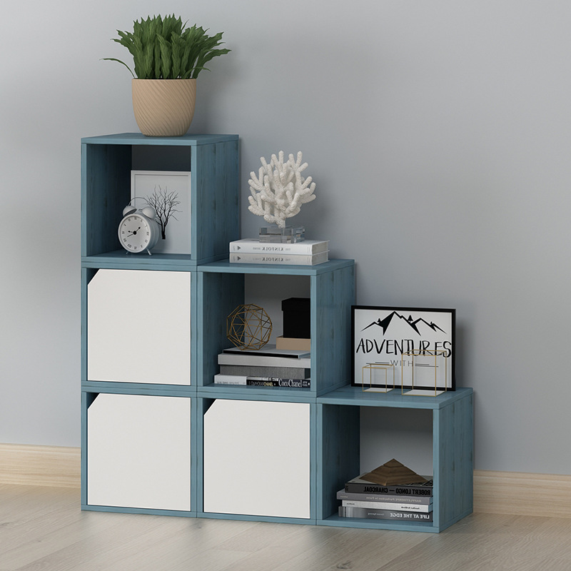 自由组合格子柜书架置物落地书柜木柜简易组装实木创意收纳小柜子