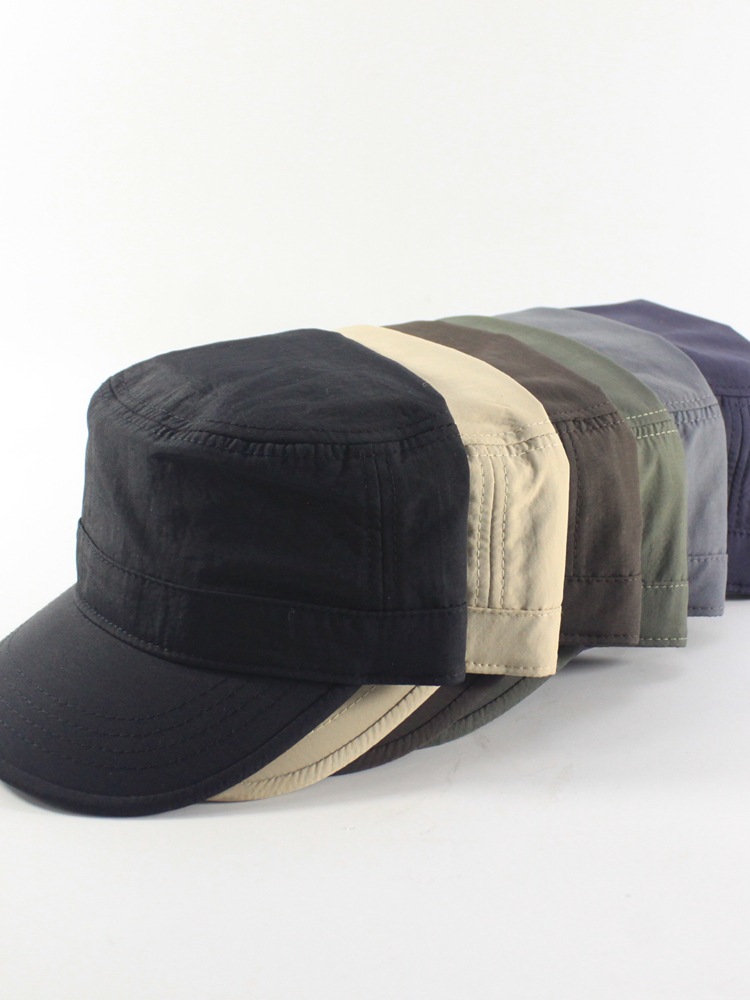 小沿短檐后封口帽子全后封闭男士平顶帽光身休闲速干小头帽大头围