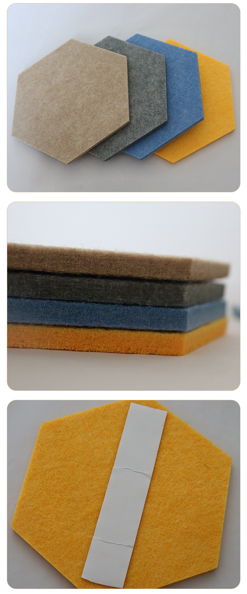 厂家货源毛毡墙贴房间装饰彩色六边形毛毡板3d立体自粘毛毡留言板