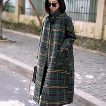 复古格子大衣女冬季新款加厚宽松休闲大码韩版显瘦显个外套潮