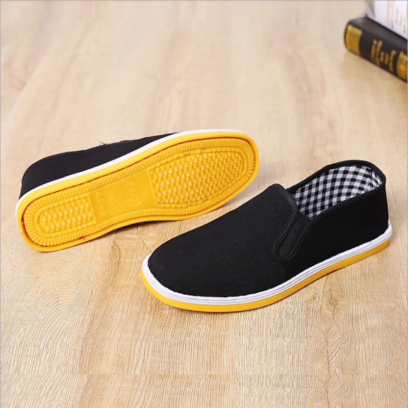 Handmade Handmade Cloth-Based Shoes Men Black Flat Cloth Flat Shoes 2023 New Soft Bottom Work Street Vendor Shoes One Piece Dropshipping