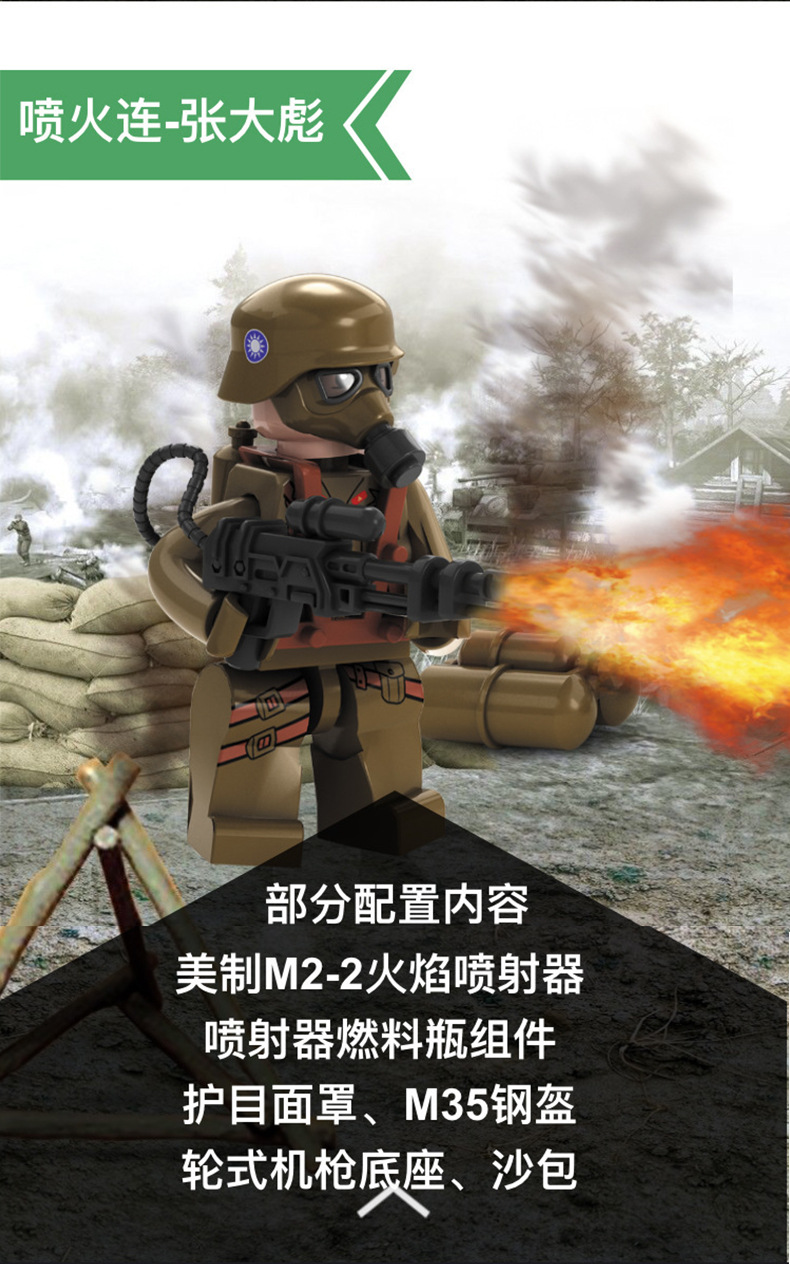 迪龙d71001远征军二战拼装军事小颗粒积木人仔套装男孩玩具
