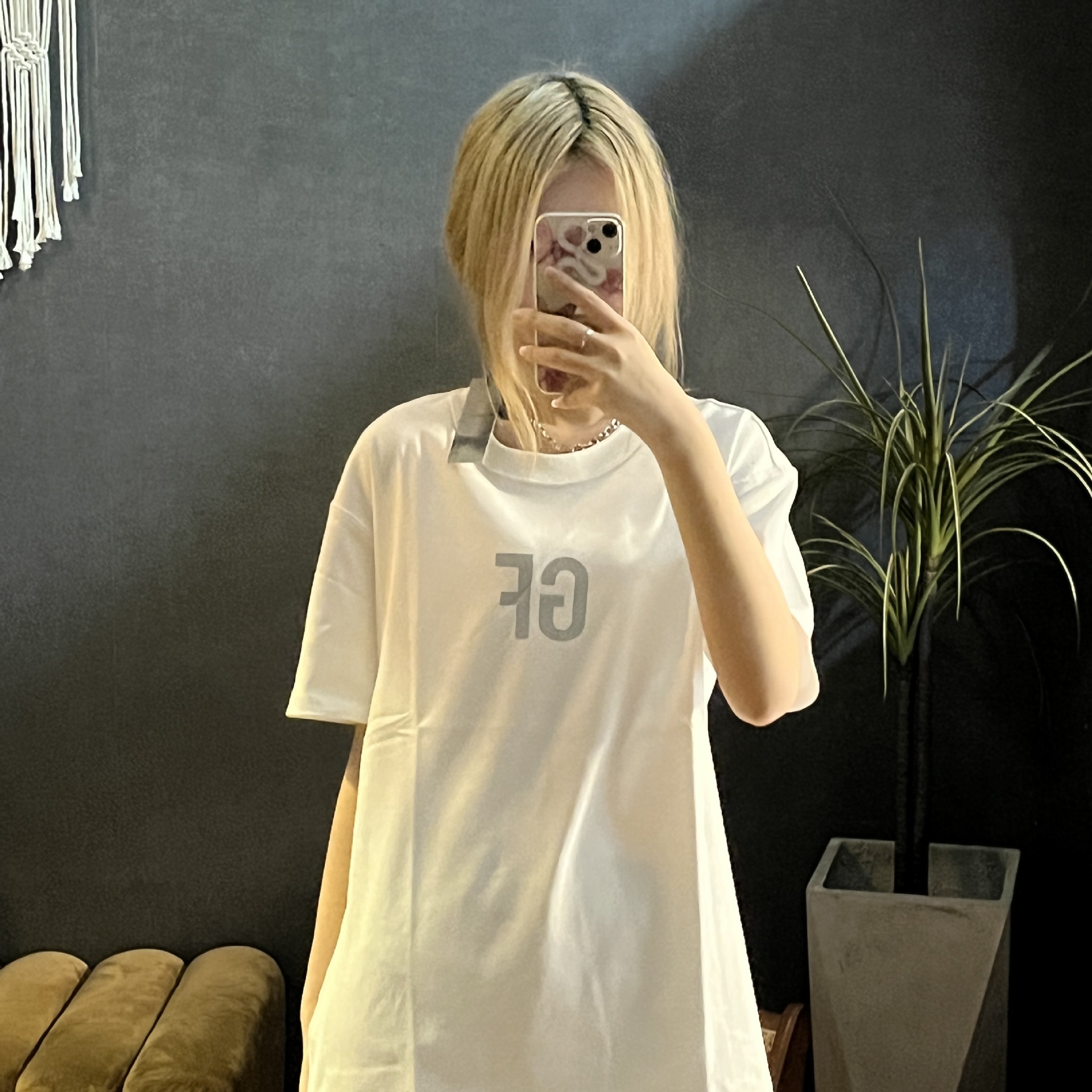 fog短袖九方联名胸前gf反光条简约短袖夏季男女情侣款潮流宽松t恤