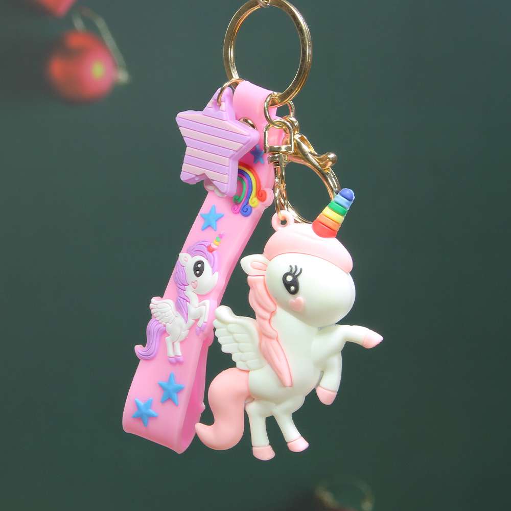 Cute My Little Pony Keychain Doll Cartoon Schoolbag Pendant Wholesale Rainbow Unicorn Key Chain Small Gift