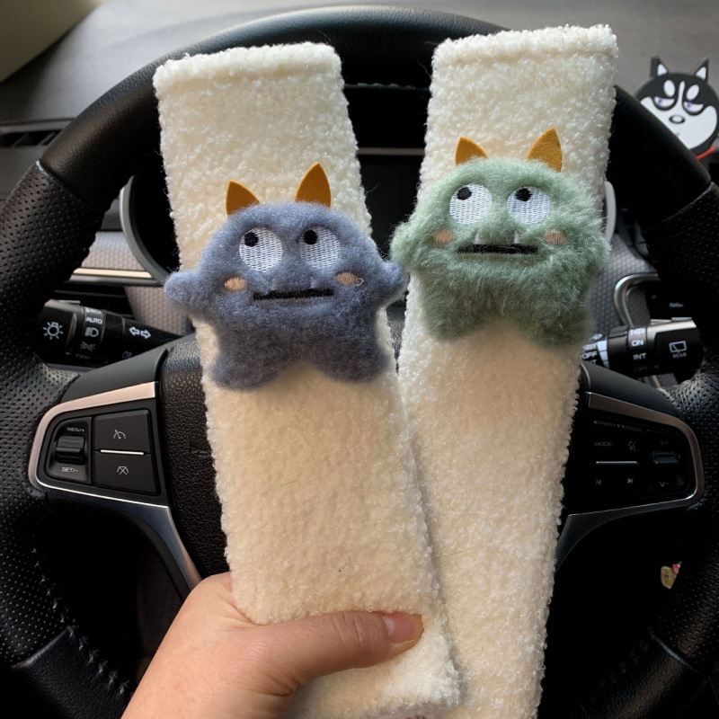 汽车安全带护肩套羊羔绒卡通车载防勒脖安全带护肩跨境汽车护肩套