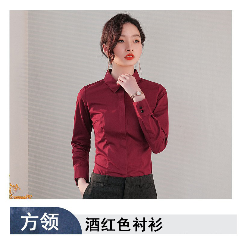 Business Shirt Women's Solid Color plus Size Top Spring and Autumn Non-Ironing Draping Work Clothes Shirt Casual Long Sleeve Business Workwear