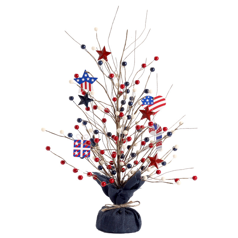 Amazon New Independence Day Decorations American Flag Wooden Board Berry Decorative Tree Home Pie