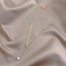 珍珠麦穗项链女小众个性锁骨颈链小清新 优雅短款项链送九友礼物