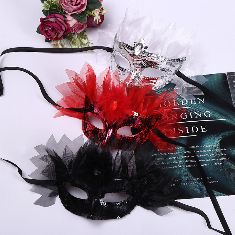 羽毛面具男酒吧化妆舞会面具女半脸万圣节成人派对儿童玩具批发