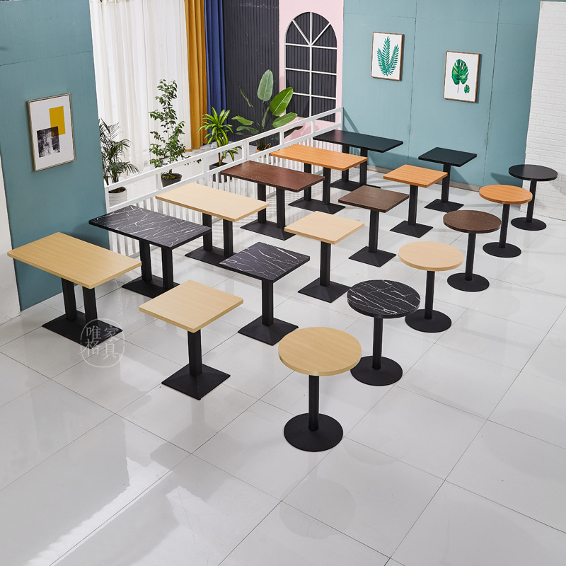 早餐面馆食堂汉堡甜品奶茶店桌子快餐小吃饭店餐桌白色长方形商用