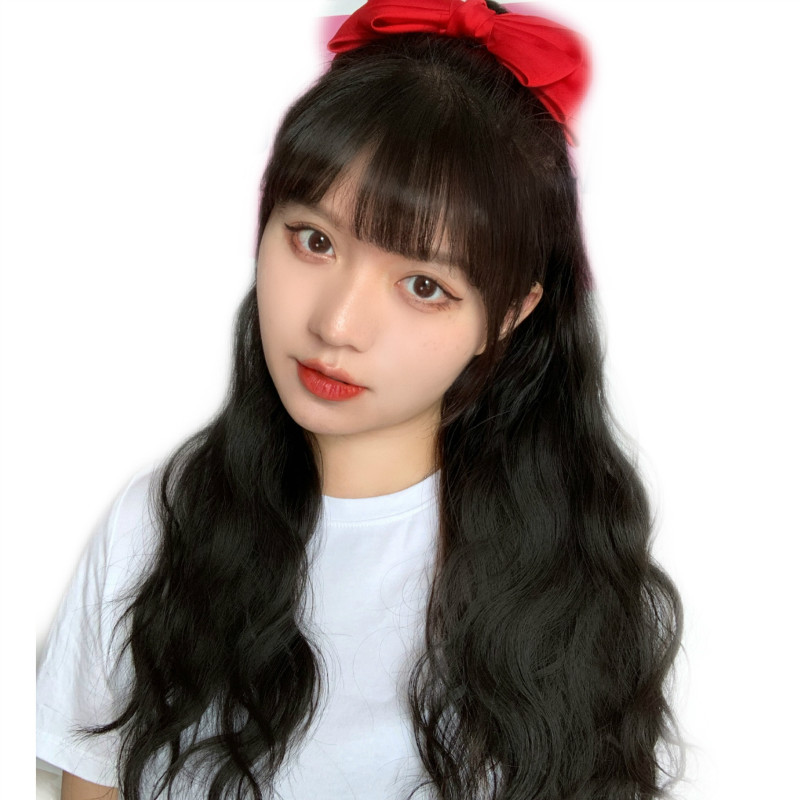 大蝴蝶结马尾假发女绑带式玉米烫卷马尾网红同款减龄羊毛卷假发女