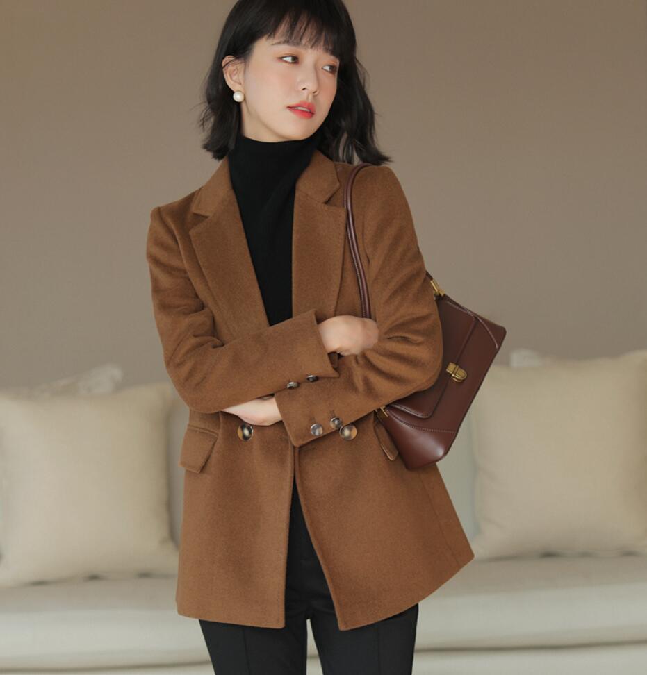 知性优雅高品质通勤小西服修身显瘦一粒扣羊毛毛呢西装外套 秋冬