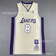NBA刺绣球衣湖人队24#23詹姆斯复古刺绣篮球服运动训练服套装代发
