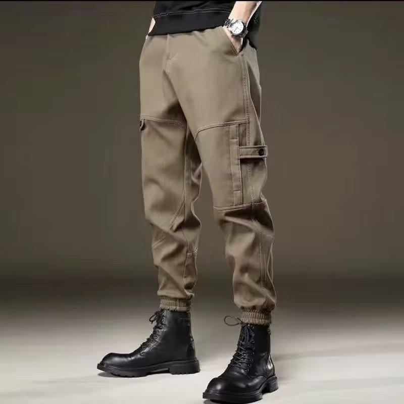 Workwear Pants Men's Spring Fashion Brand Loose Ankle-Tied Harem Pants New Match with Martin Boots Long Pants Workwear Casual Pants