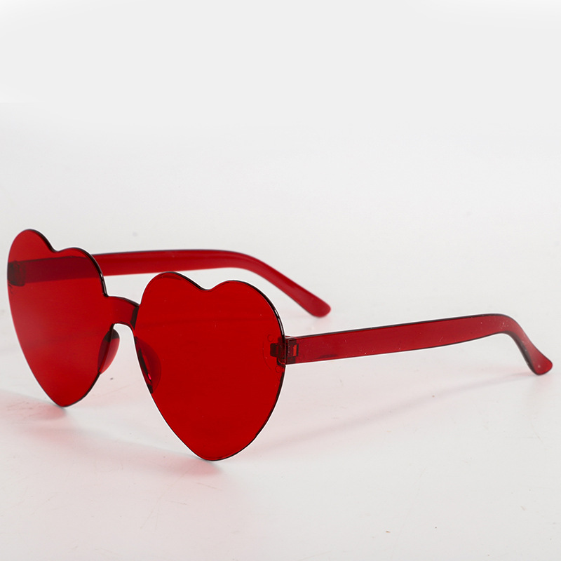 Heart-Shaped Glasses Factory Candy Jelly Color Love Glasses Personality European and American Sunglasses Men and Women Peach Heart Sunglasses