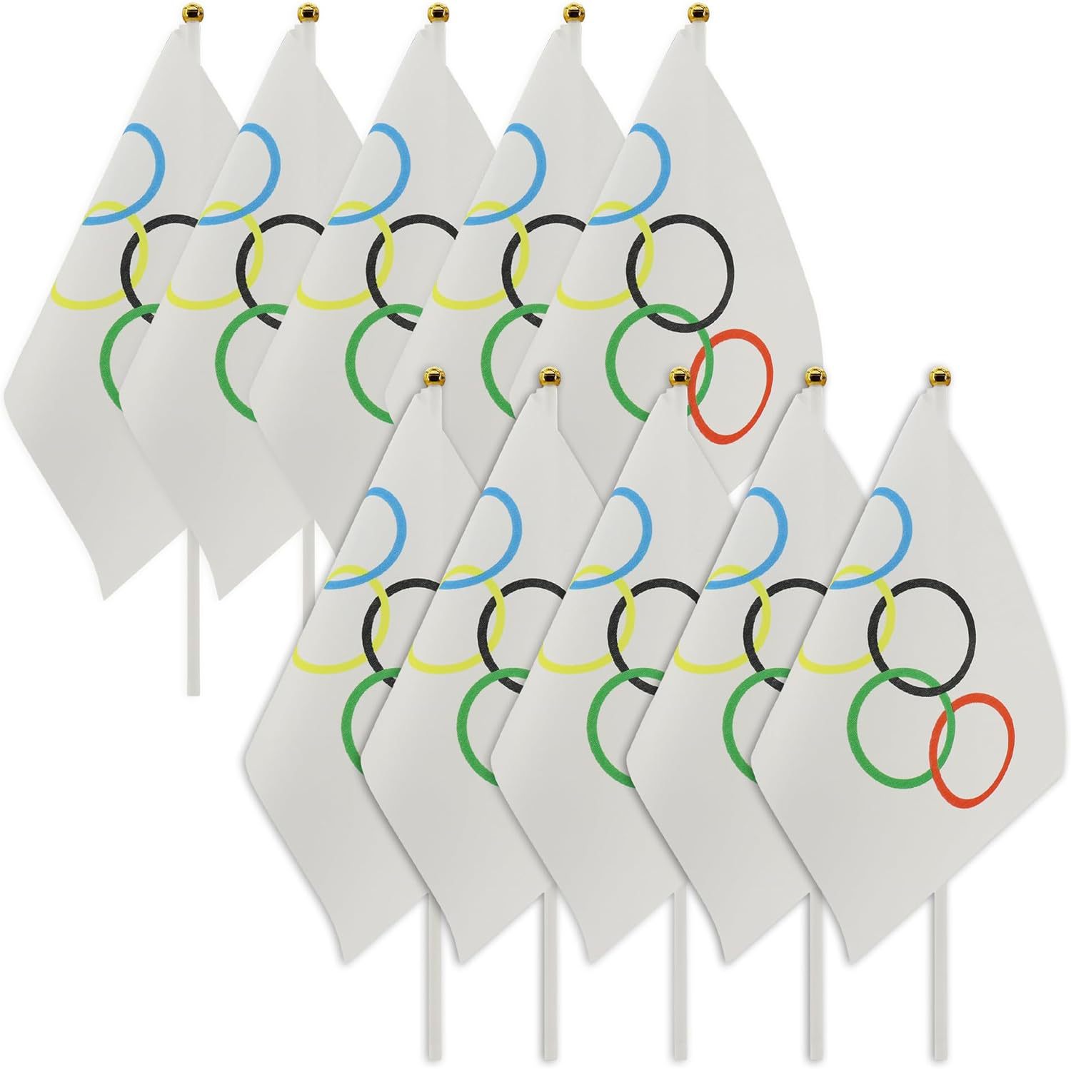 2024法国巴黎纪念款 涤纶五环旗 塑料柄手摇旗 旗帜彩旗 运动会