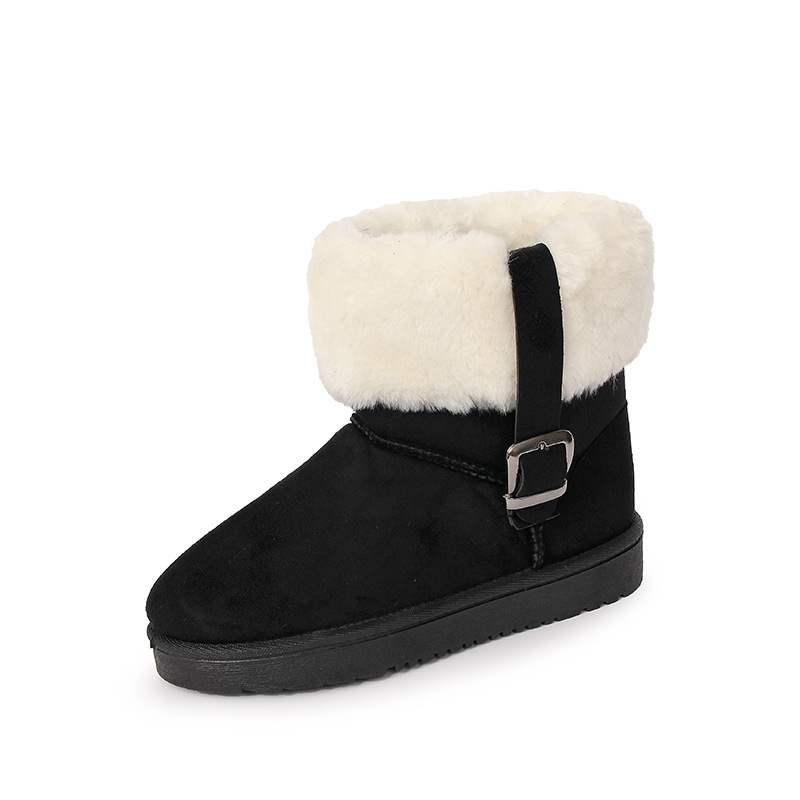 Thick Bottom Northeast Snow Boots Women's Autumn and Winter 2023 New Short Fur Booties Buckle plus Velvet Thick Cotton Shoes