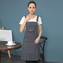 牛仔围裙女厨房可爱韩版罩衣服务员男新款工作服工厂一件包邮