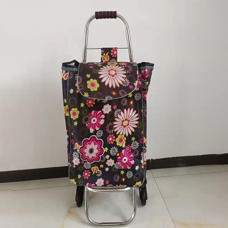 不锈钢黑爬楼家用购物布兜车 折叠购物车家用老年爬楼购物买菜车