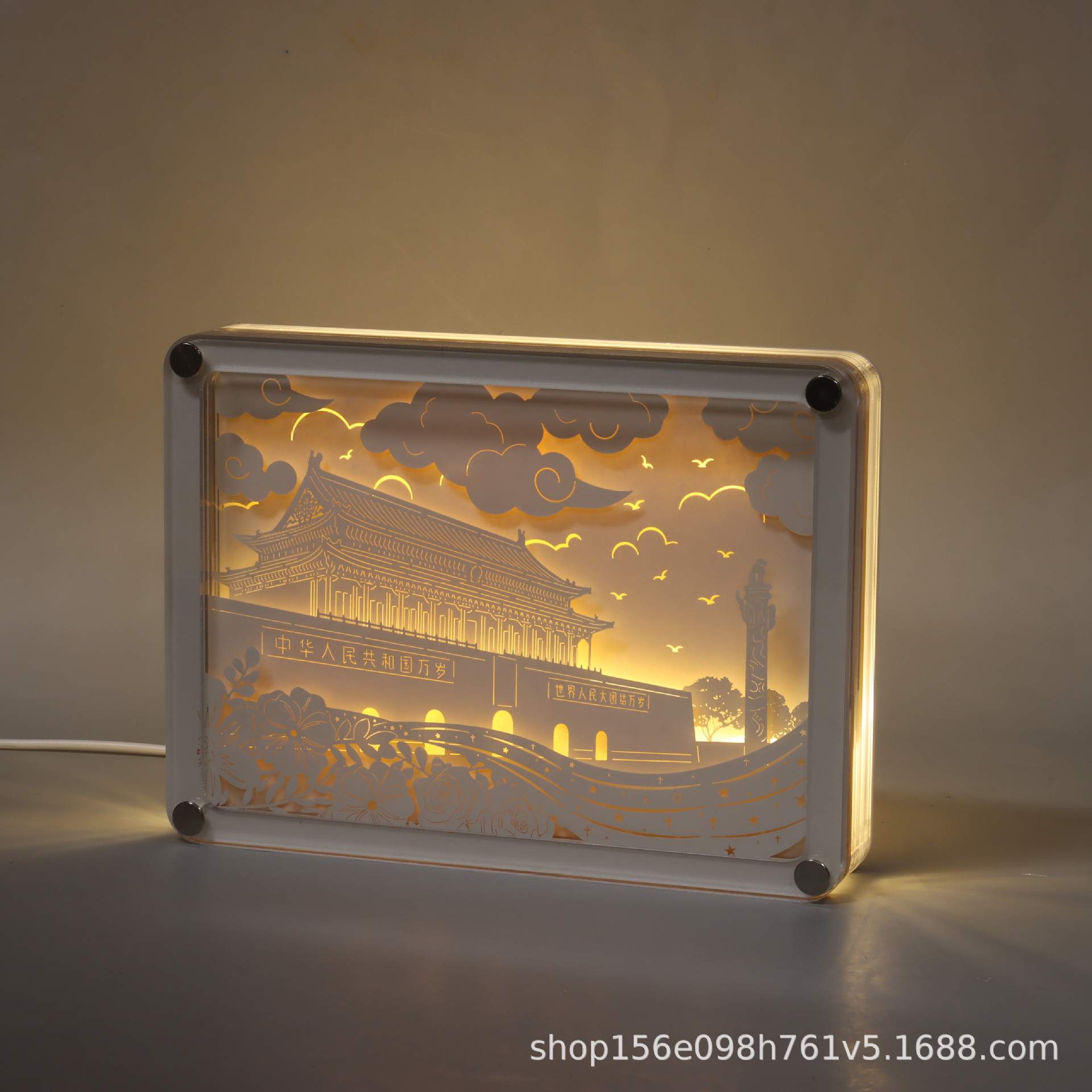 千里江山纸雕灯博物馆文创国潮故宫礼品纸艺创意摆件手工拼装夜灯