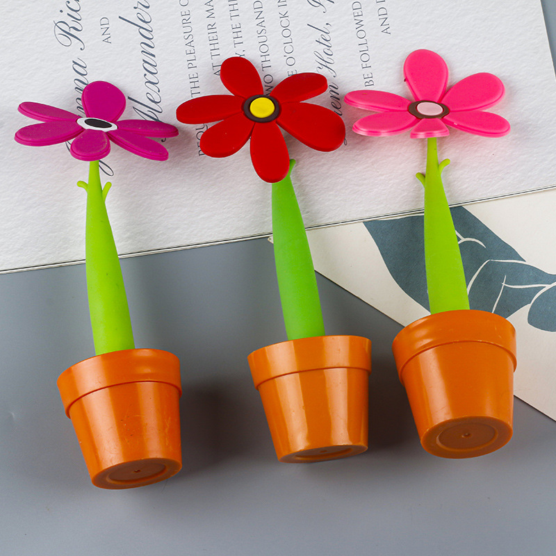 Advertising Set Creative Cute Realistic Cartoon Plant SUNFLOWER Potted Ballpoint Pen Student Learning Pens for Writing Letters