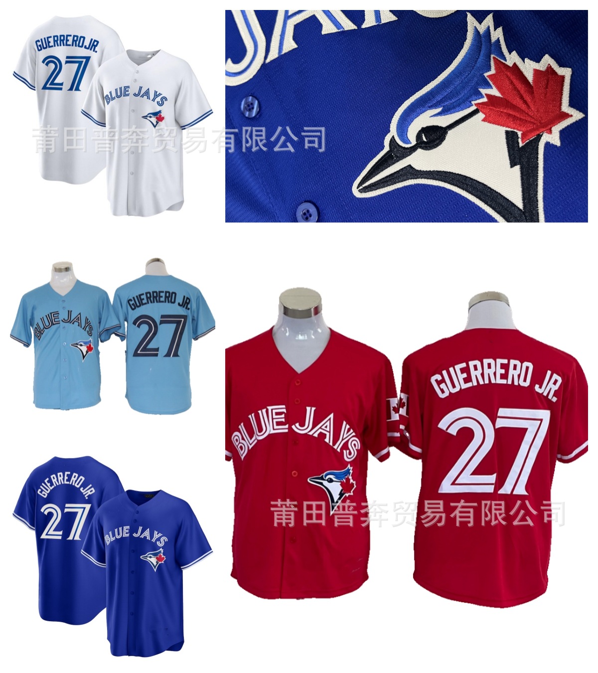 蓝鸟球衣 刺绣现货批发mlb蓝鸟队27guerrero jr.主场棒球服-阿里巴巴