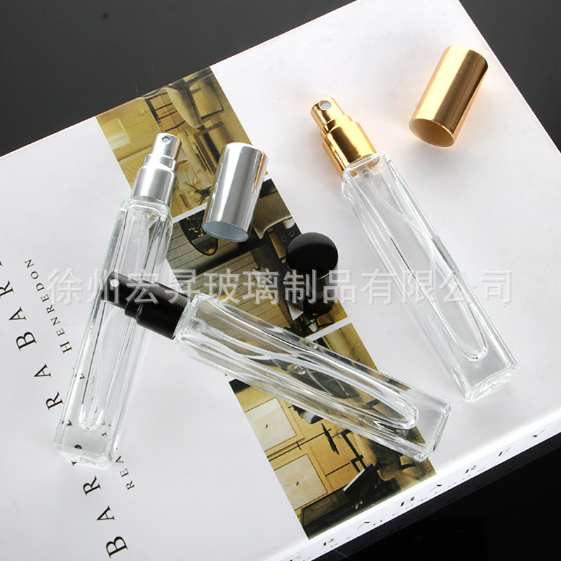 10ml Square Tube Bottle Transparent Glass Ball Bottle Portable Travel Press Spray Bottle Perfume Sub-Bottles Suit