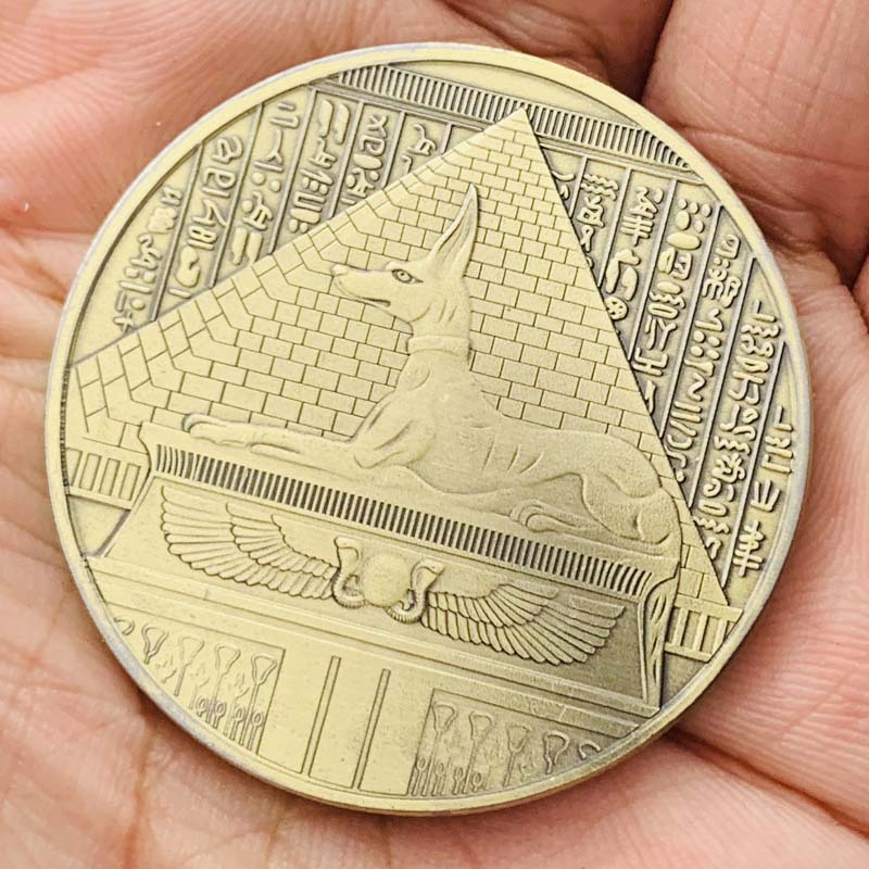 代发 古埃神阿努比斯天秤公平镀青古铜纪念章 收藏把玩硬币纪念币