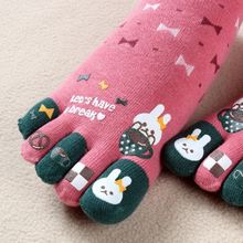 Children's autumn and winter cotton five finger socks girls