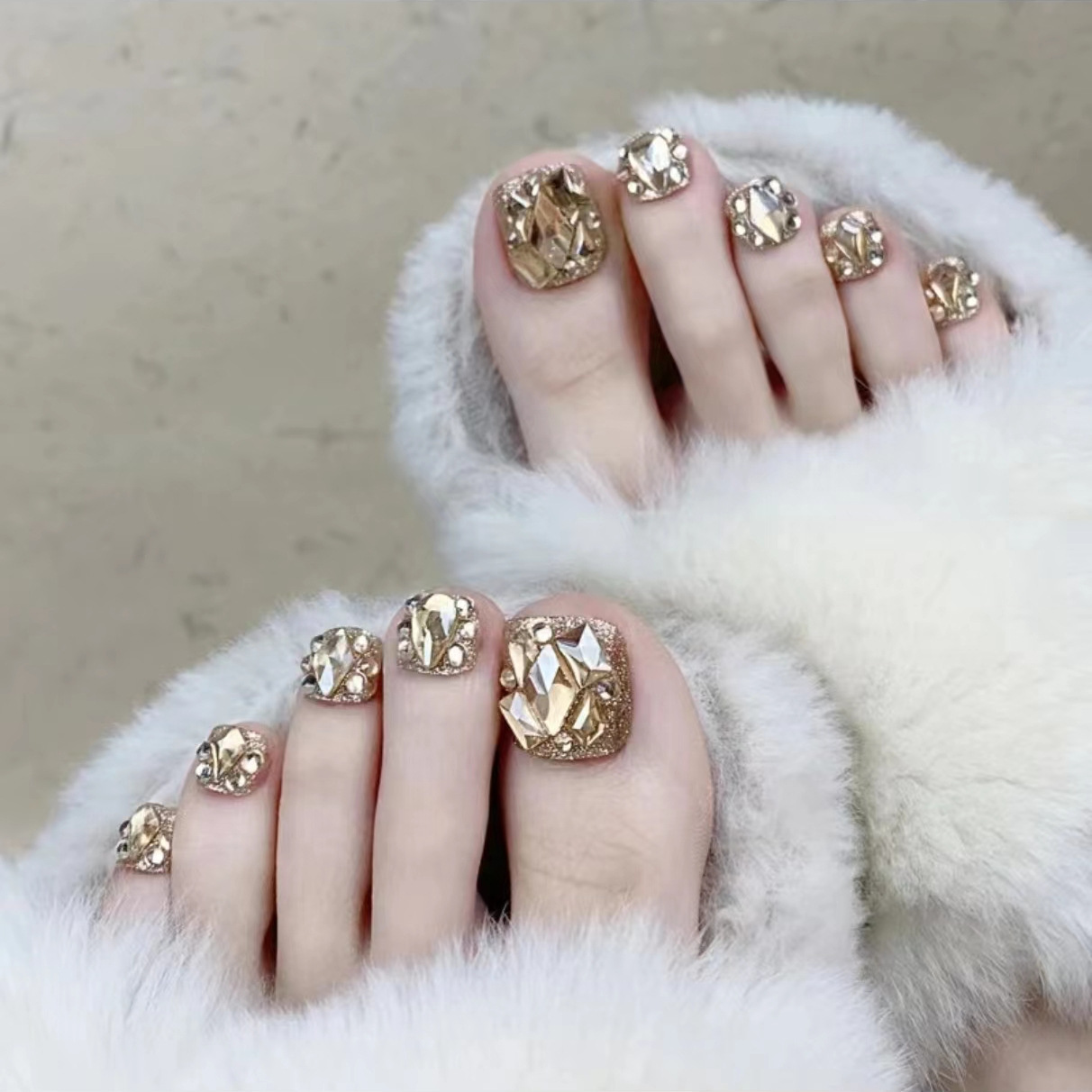 B171 Chain Rhinestone Foot Wear Toenail Detachable Finished Nail Beauty Flash Handmade Phototherapy Fake Foot Nail Sticker