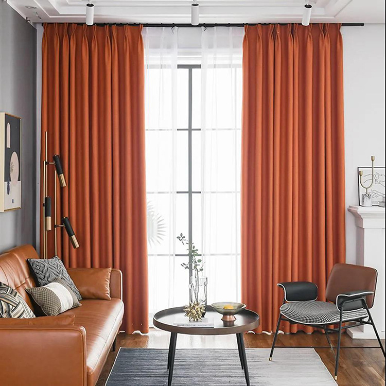 纯色跨境亚马逊全涤窗纱窗帘遮光外贸窗帘布高精密curtains批发