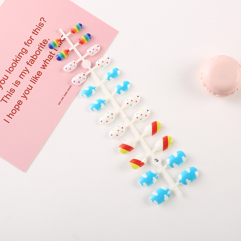 Childhood Series Children's Nail Cute Painted Nail Beauty Convenient Wear Not Hurt Nail Style Nail Stickers Foreign Trade Exclusive