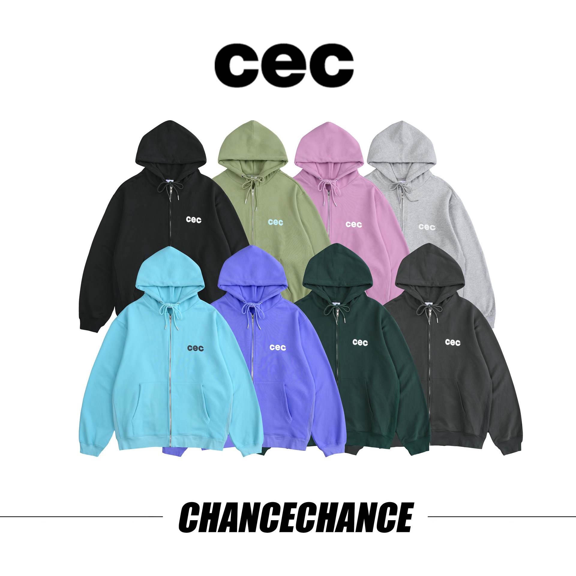 正确版 24ss秋冬季韩国小众潮牌cec新款字母拉链外套连帽男女款潮