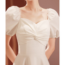 小晚礼服裙气质轻奢小个子法式订婚领证登记白裙连衣裙女平时可穿