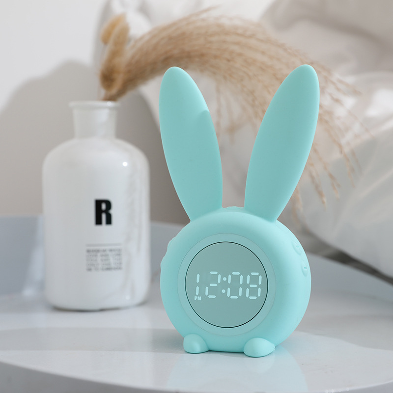 Cartoon Cute Rabbit Timing Alarm Clock with Night Light Led Light Timer Alarm Clock Creative Usb Charging Bedside Lamp