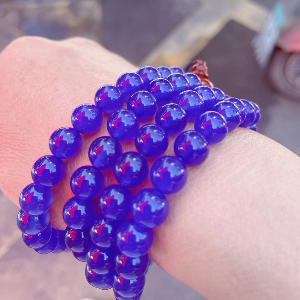 8毫米108颗蓝玛瑙圆珠手链 绿玉髓手串 黑玛瑙佛珠项链-阿里巴巴