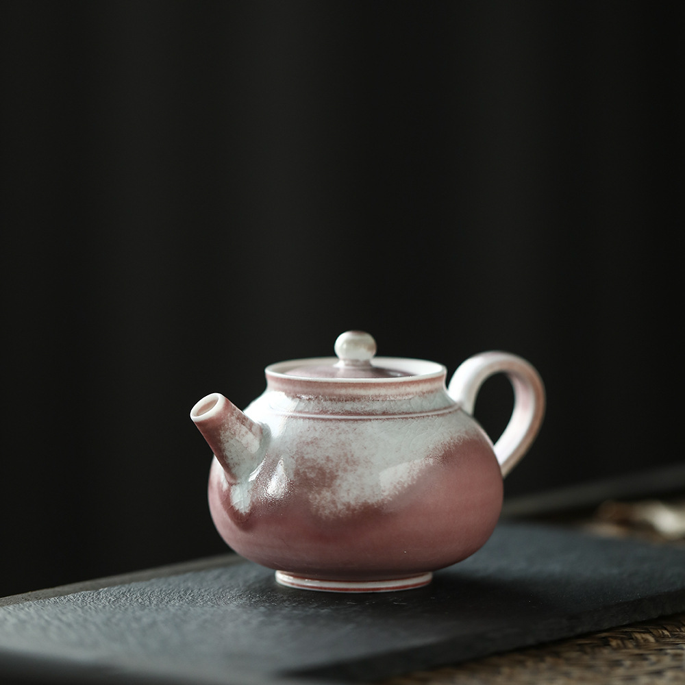 苏打烧景德镇陶瓷茶壶手工素红特色窑变球孔壶功夫茶具