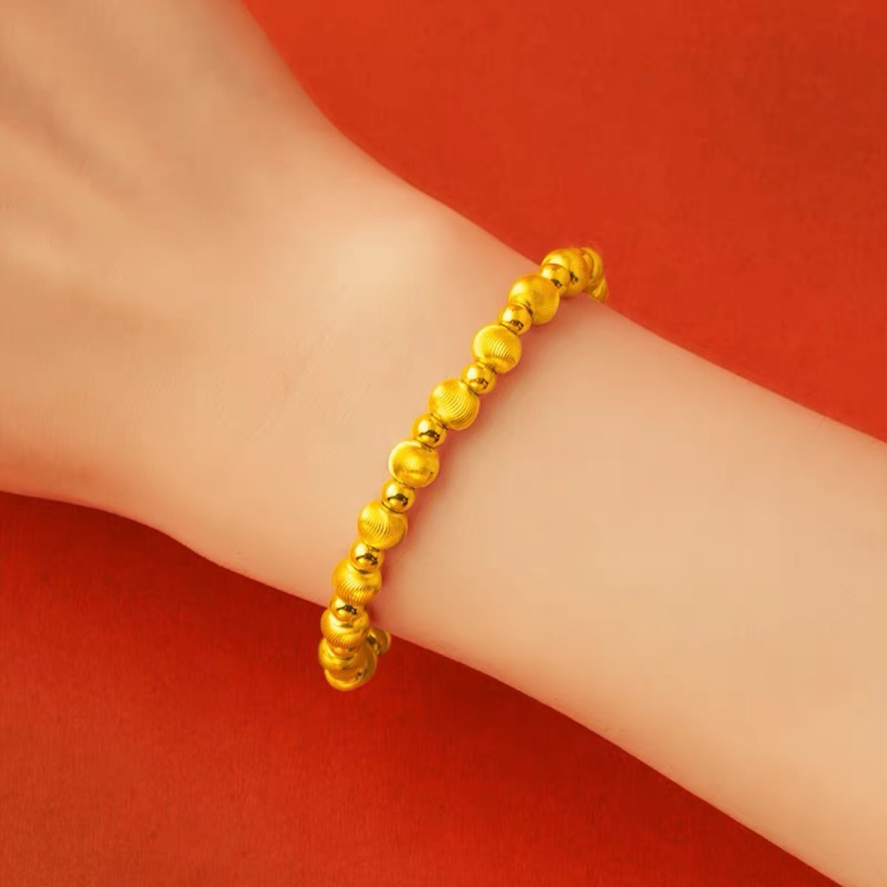 猫眼圆珠手链越南沙金手串古法金珠传承小转运珠高级感时尚饰品