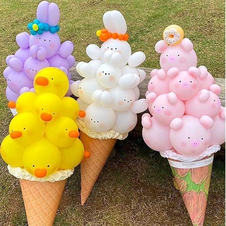 2024网红小红书叠叠乐冰淇淋气球可爱网红波波球造型夜市摆摊气球