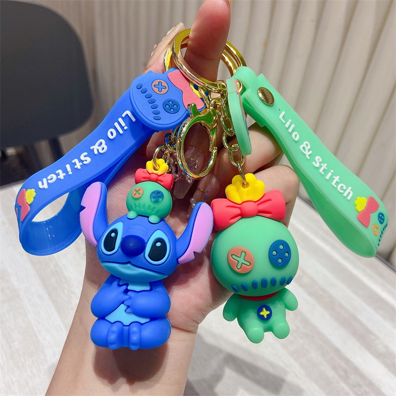 Cartoon Stitch Creative Keychain Cute Baby Accessories Small Gift Hanging Silicone Gift Doll Key Chain