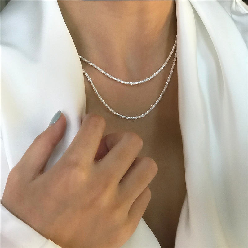 Cross-Border New Arrival Simple 925 Necklace Ins Style Cauliflower Necklace Sparkling Clavicle Chain 520 Necklace