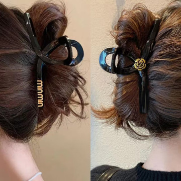 爱心山茶花水钻抓夹优雅时尚盘头发抓发夹鲨鱼夹大号发卡韩版新款